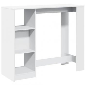 Mesa Bar con Estante de Madera Ingeniería Blanca 124x46x103,5 cm