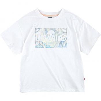 Levi's - Camiseta de niña manga corta con dibujo frontal blanco