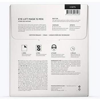 MÁDARA Organic Skincare | TIME MIRACLE Eye Lift Mask 15 min - 3 pcs, Parches revitalizantes para los ojos, Con ácido Hialurónico, Hidratantes, Desmaquilladores, Iluminantes, 100% biodegradables