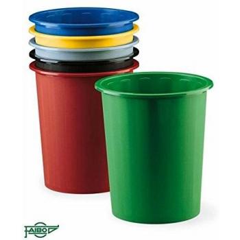 Conjunto de 6 Papeleras Faibo de Polipropileno en Colores Variados, Capacidad 14L