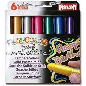 Playcolor Metallic pocket - Tempera sólida - 6 colores surtidos - 10351