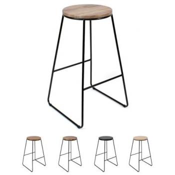 Taburete Alto de Madera y Metal - 71 cm x 42 cm x 42 cm - Color Madera/Negro - Asiento Extra Ideal para Cocina