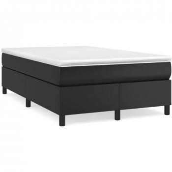 Cama box spring de muelles con colchón negro 120x190 cm en cuero sintético
