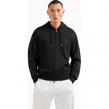 Armani Exchange Men's Full-Zip Hoodie with Logo Tape - Black - Size L