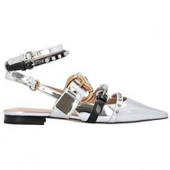 PINKO Women's Flat Shoes, Silver, Size 36 (EU) / Stylish Sandals for Women, Gray, Size 3 (UK) / PINKO Ballerinas, Gray, Size 6 (US) / Pinko Women's