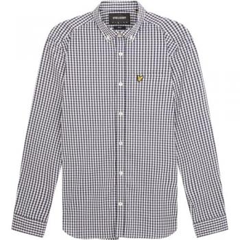 Lyle & Scott Men's Slim Fit Gingham Shirt - Navy/White, Long Sleeve, 97% Cotton, 3% Elastane