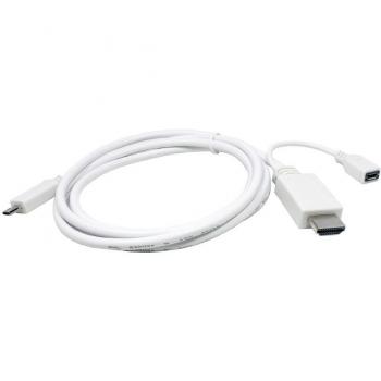 Cable adaptador HDMI blanco para Samsung Galaxy Tab S 10.5 LTE SM-T805 Micro-USB MHL 11pin para enchufe HDMI