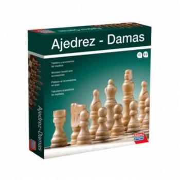 AJEDREZ Y DAMAS DE MADERA 30X30CM