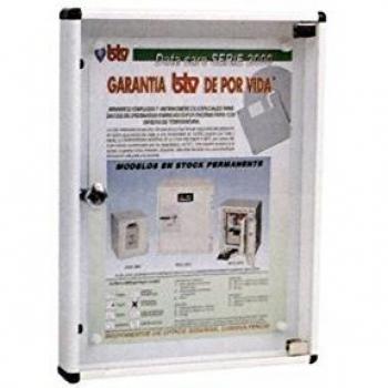 BTV | Tablon Anuncios con Llave con Perfil de Aluminio y Puerta de Metacrilato | Cerradura de Seguridad | Medidas 35 x 46 x 3,65 cm | Color Blanco