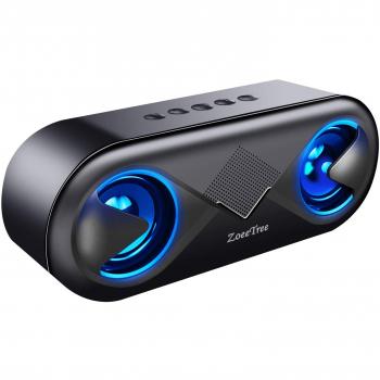 ZoeeTree S8 - Altavoz Bluetooth Portatil, LED Altavoces, 10W HD y Graves Intensos Driver Doble, Bluetooth 5.0, 12 Horas, Llamadas Manos Libres, 3.5mm AUX/Ranura para Tarjetas TF
