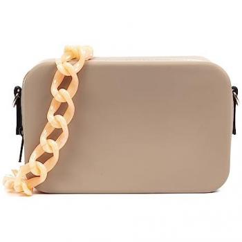 Bolso Bandolera Rectangular de Silicona Villasanta con Correa Intercambiable - Color Caqui 20x8x13 cm