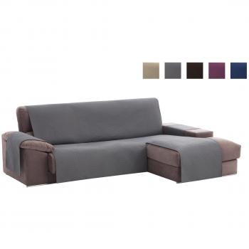 textil-home Funda Cubre Sofá Chaise Longue Adele, Protector para Sofás Acolchado Brazo Derecho. Tamaño -200cm. Color Gris