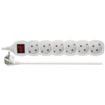 Regleta Alargadera distribución SCHUKO con Interruptor - 6 enchufes 2 Metros