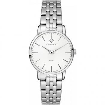 Reloj de Hombre Gant G127018 con caja de acero inoxidable, correa de cuero, resistencia al agua hasta 50 metros, esfera analógica en color negro, cristal mineral y movimiento de cuarzo