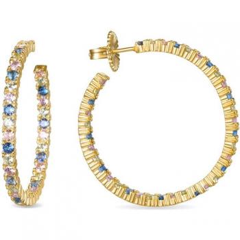 Pendientes Vyamba de Plata de Ley 925 con Circonita Multicolor y baño de oro amarillo - Exclusivos Luxenter