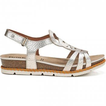Sandalias de cuña de mujer Dorking D9322-VE de piel con adorno en color dorado
