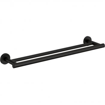 Toallero doble 60cm negro mate