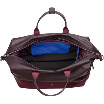 Bolso de viaje grande de hombre Dudu de piel 28 L color burdeos con dos bolsos y cremallera