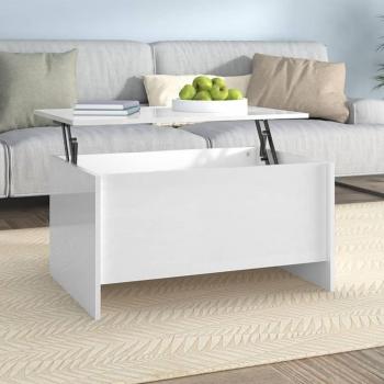 Mesa de centro de madera de ingeniería 80x55,5x41,5 cm en blanco y negro, con diseño moderno y funcionalidad para salón o comedor