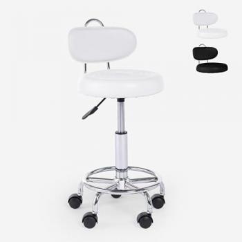 Taburete Ergonómico Ajustable para Esteticista Kurili - Blanco