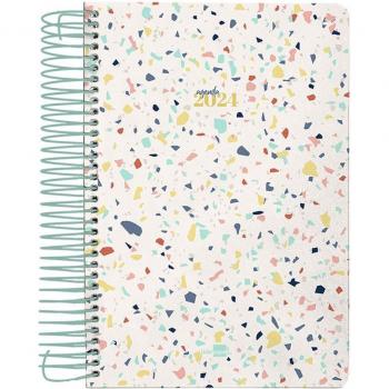 Agenda Espiral Liderpapel Perissa A5 2024 Día Página Terrazo