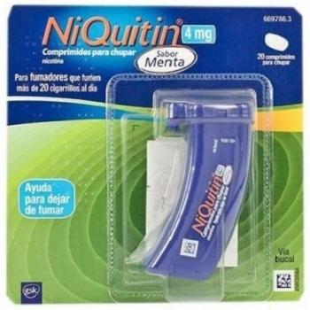 NiQuitin 4 mg Comprimidos para Chupar Sabor Menta, 20 Unidades