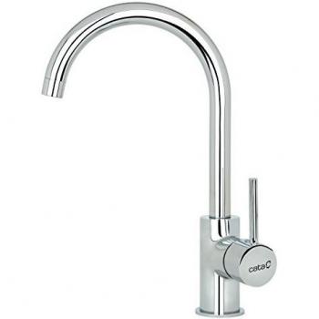 Cata 2504004 Grifo de Cocina Modelo CMA | Monomando Giratorio y aireador | Cartucho cerámico | Refuerzos Triangulares para Estabilidad instalación | Agua fría y Caliente |, Acero inoxidable