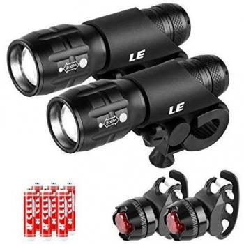 LE Juego de 2 luces LED para bicicleta, luz frontal y luz trasera