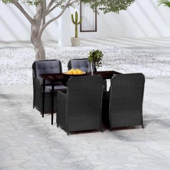 vidaXL 5-Piece Black Garden Dining Set