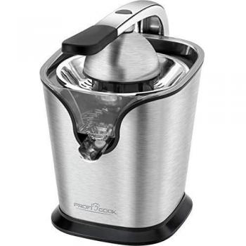 Proficook ZP 1154 - Exprimidor eléctrico zumo naranjas y limón con palanca, motor profesional, antigoteo, 2 conos, acabado en acero inoxidable 160W
