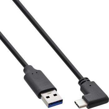 Cable USB 3.2 Gen 2 (USB-C a USB-A) 1,5 m, 10 Gbps, PD 60W, negro con conector en ángulo