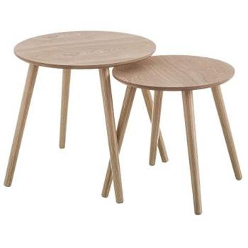 Set de 2 Mesitas Nido de Madera Marrones para Salón Nórdico con Acabado Natural
