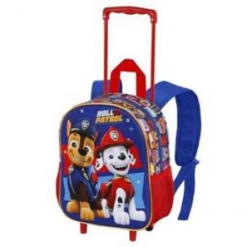 Mochila Infantil 3D con Ruedas Patrulla Canina, Licencia 100% Oficial, Color Azul, Dimensiones: 31 x 26 x 11 cm