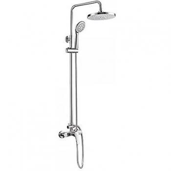 EDM 01146 Barra Baño con Monomando, Rociador Superior, Plateado, 1270 x 304 x 200 Mm