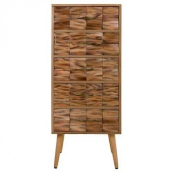 Cajonera Sinfonier Wanderlust Deco de Madera Marrón con 5 Cajones, Dimensiones: 44 x 38 x 108 cm, Material: Madera de Paulonia
