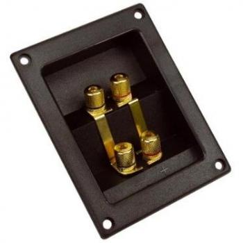 Conjunto de 4 bornes para altavoz rectangular dorado con conexión doble