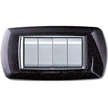 Placa de Vida Plástica Negra Brillante 4P con Glitter