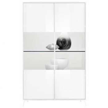 Vitrina 2 Puertas City Alta Brillante, 174 cm, Blanco, Diseño Contemporáneo