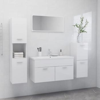 Juego de muebles de baño de madera de ingeniería blanco brillo