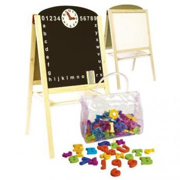 Leomark Pizarra Magnética De Madera 2 En 1, Juguete Educativo para Niños con Accesorios y Reloj