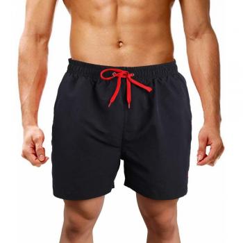 LK LEKUNI Bañador Hombre Pantalones de Playa con Forro con Cordón Traje de Baño Pantalón Ceñido_Negro_S