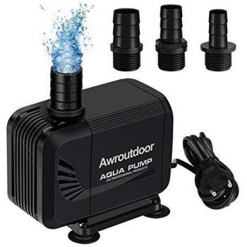 Awroutdoor Bomba de Agua, 35W 2500 L/H Mini Bomba de Agua se Puede Usar en Tierra y en Agua, Silencioso Bomba de Acuariocon 3 Boquillas para Estanque,Pecera Fuente, Circulación de Agua