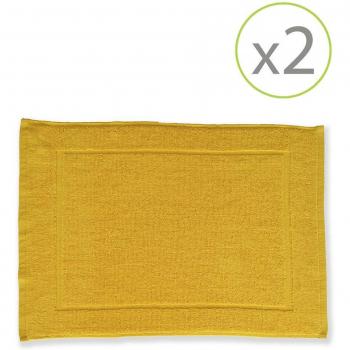 Toalla La Mariposa de Oro 100% Algodón lisa 500 gr Amarilla, extra suave; Pack de 2 alfombrines de baño de 45 x 65 cm amarillo