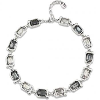 UNO de 50 Short Silver Link Necklace with Greenish Gray Faceted Crystals and Silver Shade