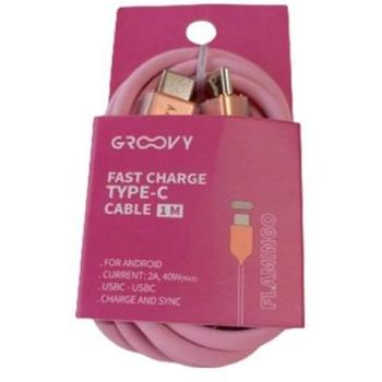 Cable Groovy USB 2.0 Tipo C a Tipo C 1m Silicona Color Rosa Flamenco