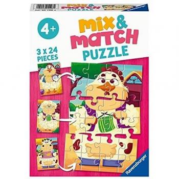 Puzzle Mix & Match Ravensburger - Amigos de la Granja (3x24 piezas) para Niños a partir de 4 Años