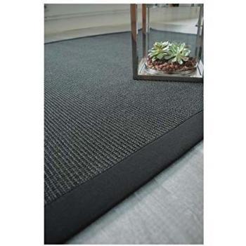 Alfombra de sisal negro Yucatán con trenza de algodón negra - 140 x 200 cm