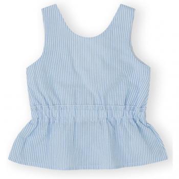 Blusa de niña con cintura elástica en popelín de rayas 100% algodón