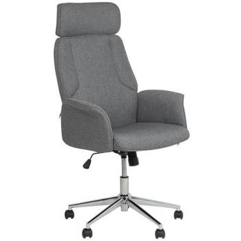 Silla de Oficina Giratoria Regulable en Altura con Brazos Svasados y Ruedas en Tejido Gris