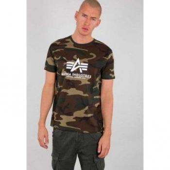 Camiseta Básica Camuflaje Verde para Hombre ALPHA INDUSTRIES 100501C XXL, Casual, Algodón, Manga Corta, Outlet 2024